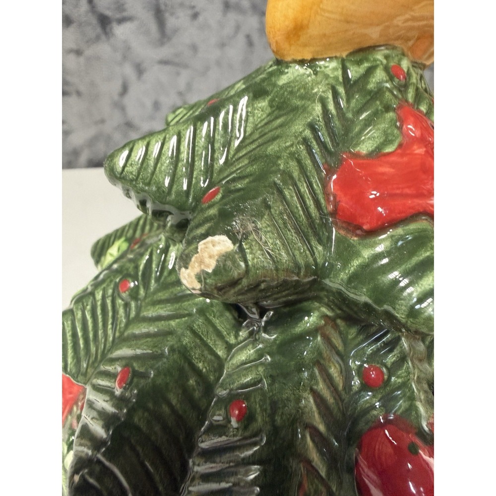 VTG 1990s Home Trends Christmas Tree Cookie Jar Ceramic Snowman Bird Cottagecore - Picture 5 of 8